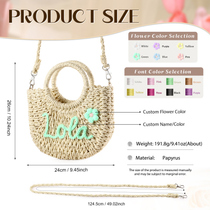 Personalized Name Straw Bags Custom Womens Straw Crossbody Bag Beach Handbag Gift for Her