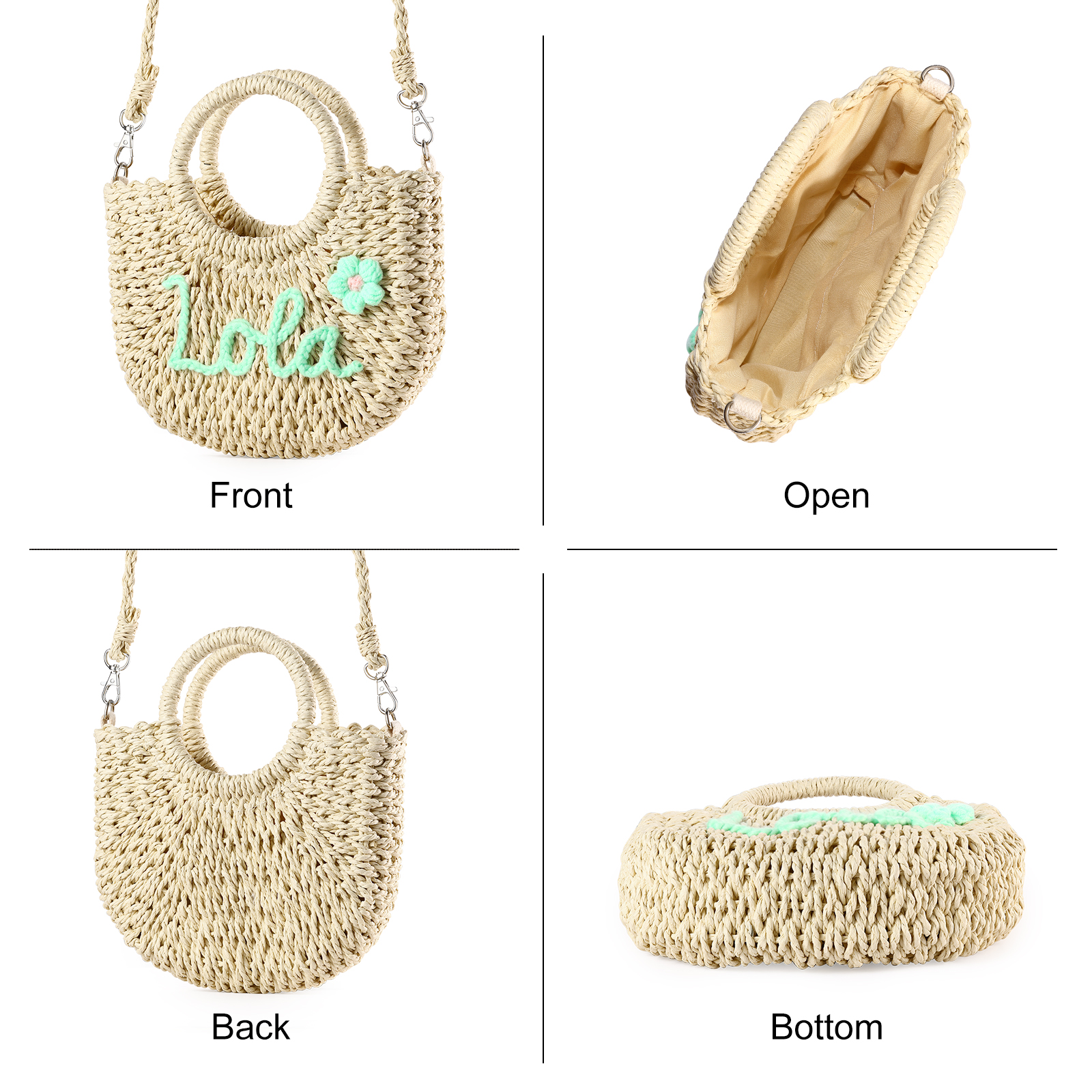 Personalized Name Straw Bags Custom Womens Straw Crossbody Bag Beach Handbag Gift for Her