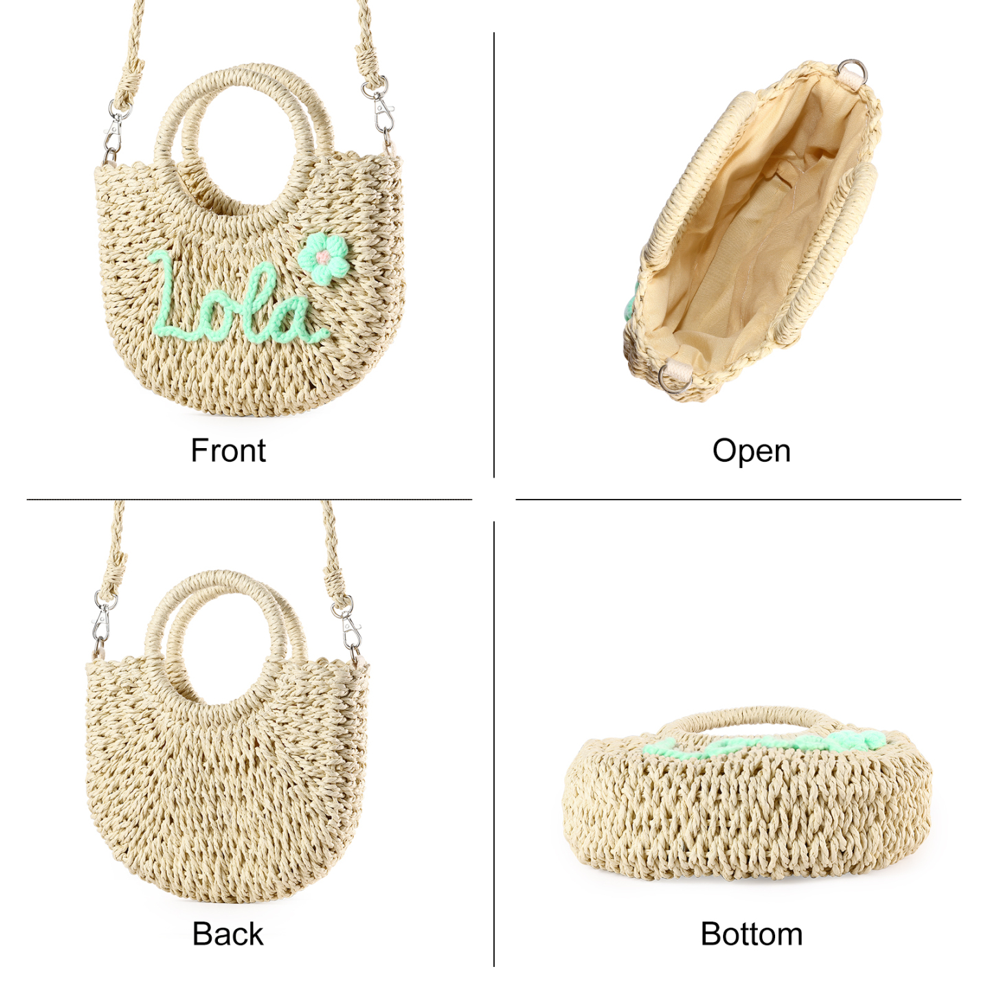 Personalized Name Straw Bags Custom Womens Straw Crossbody Bag Beach Handbag Gift for Her