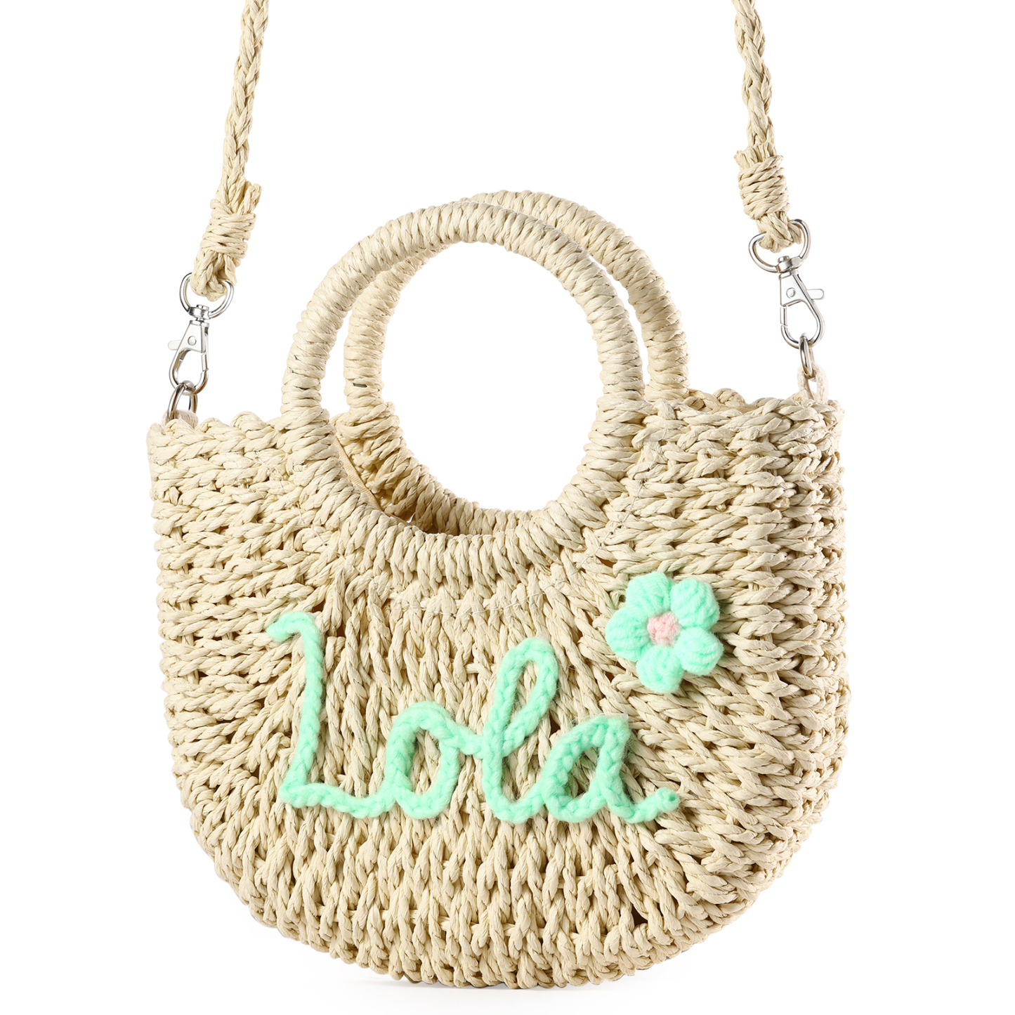 Personalized Name Straw Bags Custom Womens Straw Crossbody Bag Beach H