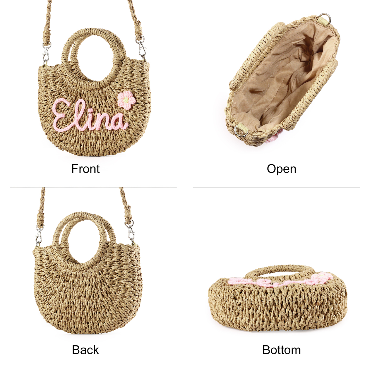 Personalized Name Straw Bags Custom Womens Straw Crossbody Bag Beach Handbag Gift for Her