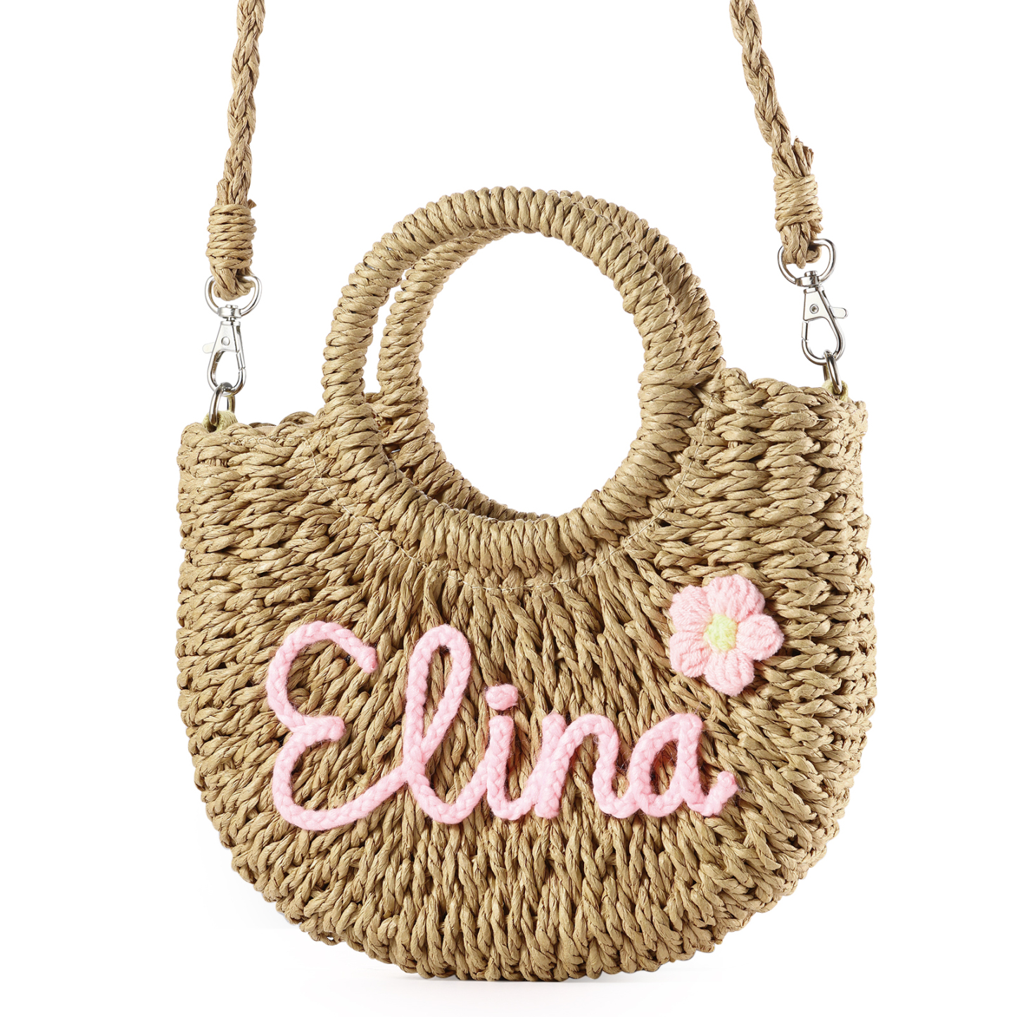 Personalized Name Straw Bags Custom Womens Straw Crossbody Bag Beach Handbag Gift for Her