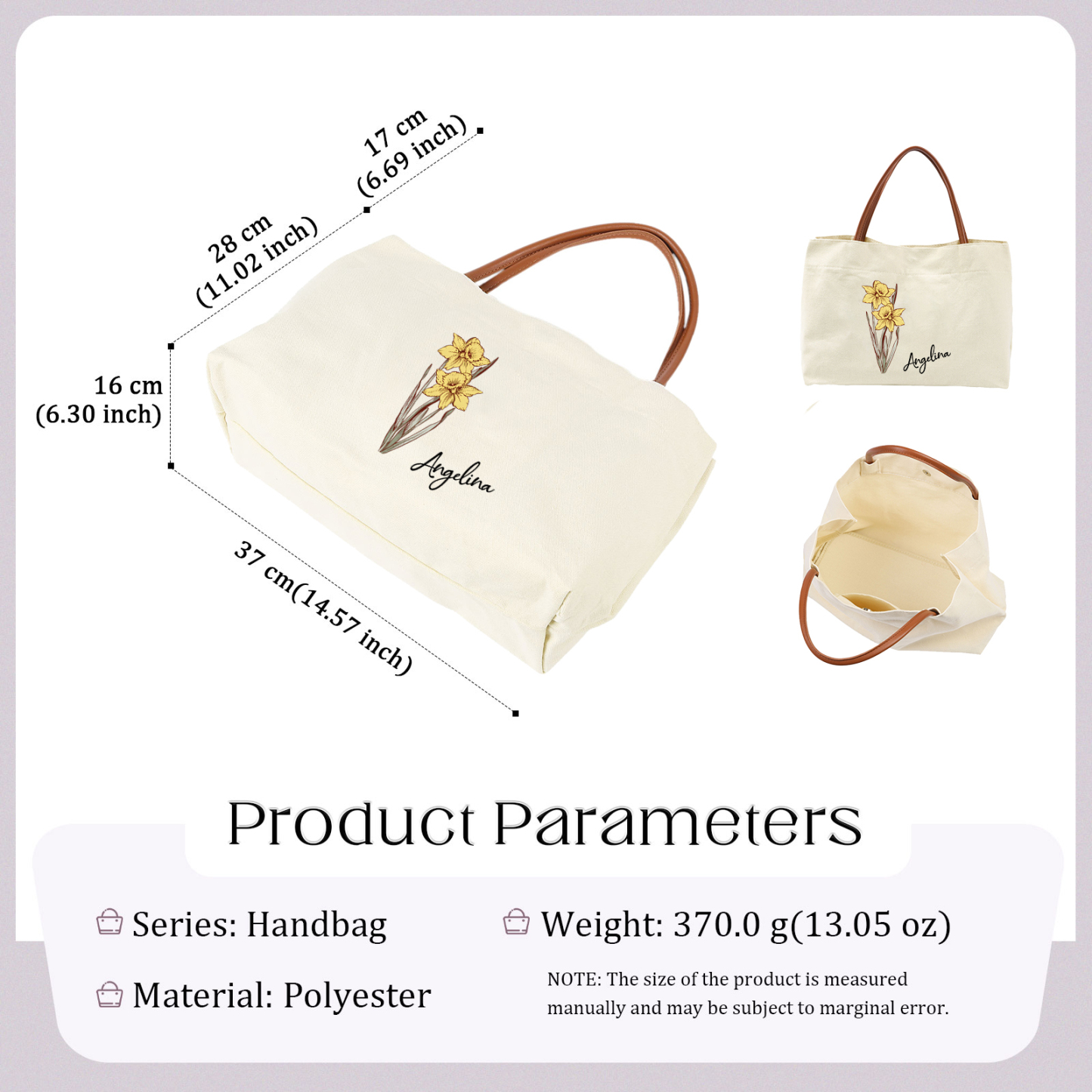 Personalized Tote Bag Custom Name & Birth Flower Stylish Gift for Her | Lorajewel