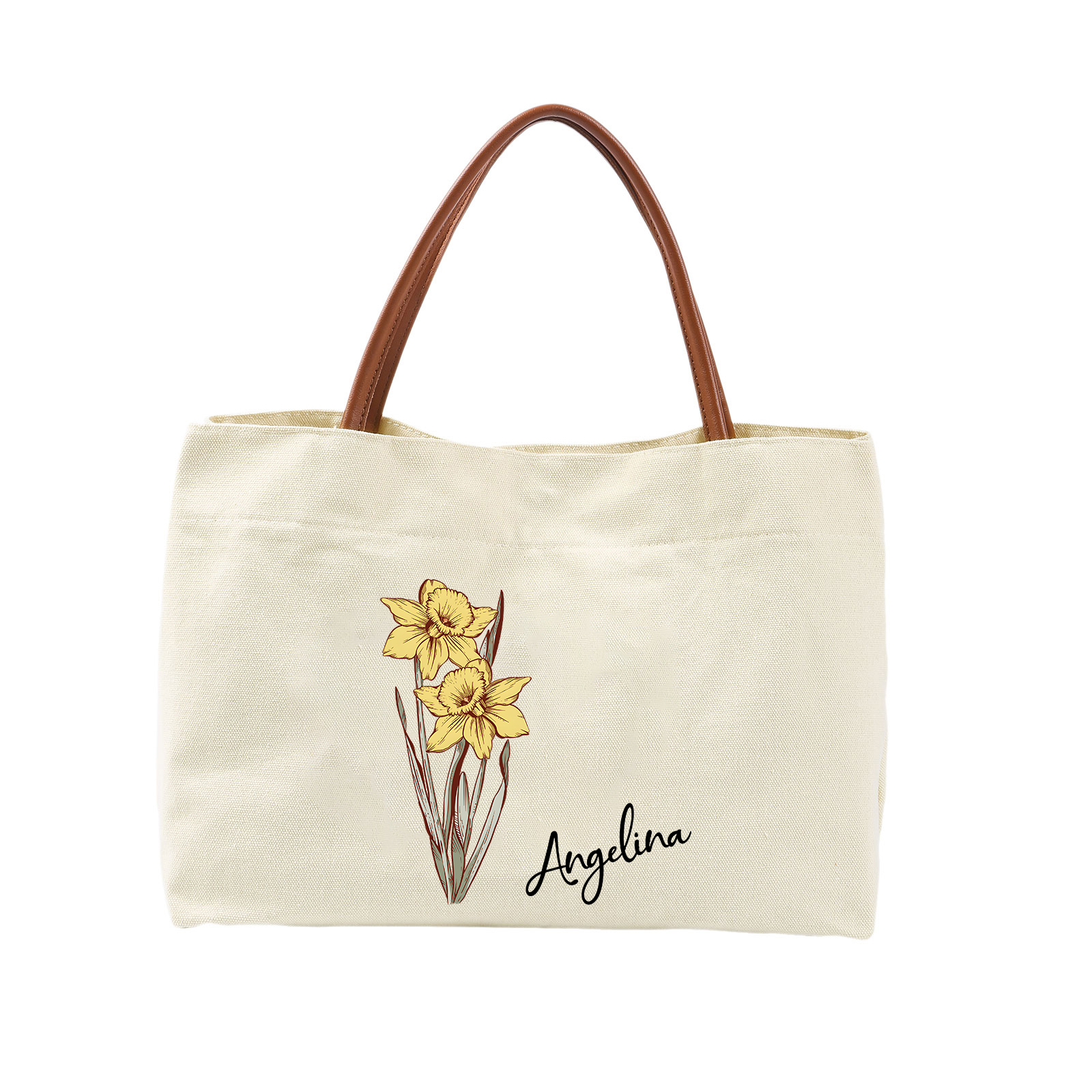 Personalized Tote Bag Custom Name & Birth Flower Stylish Gift for Her | Lorajewel