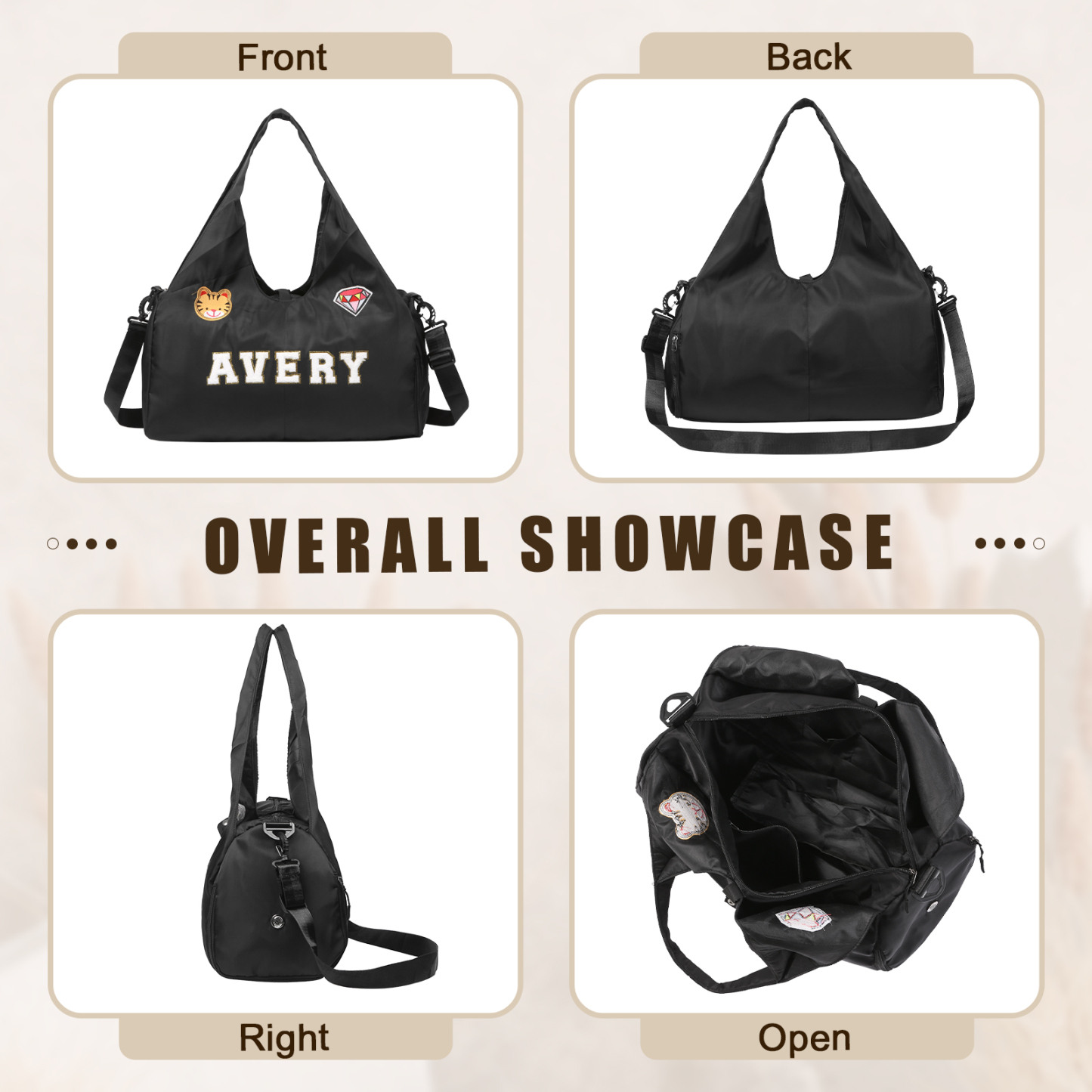 Personalized Dance Bag with Custom Name & Embroidery Patches for Women & Girls | Lorajewel