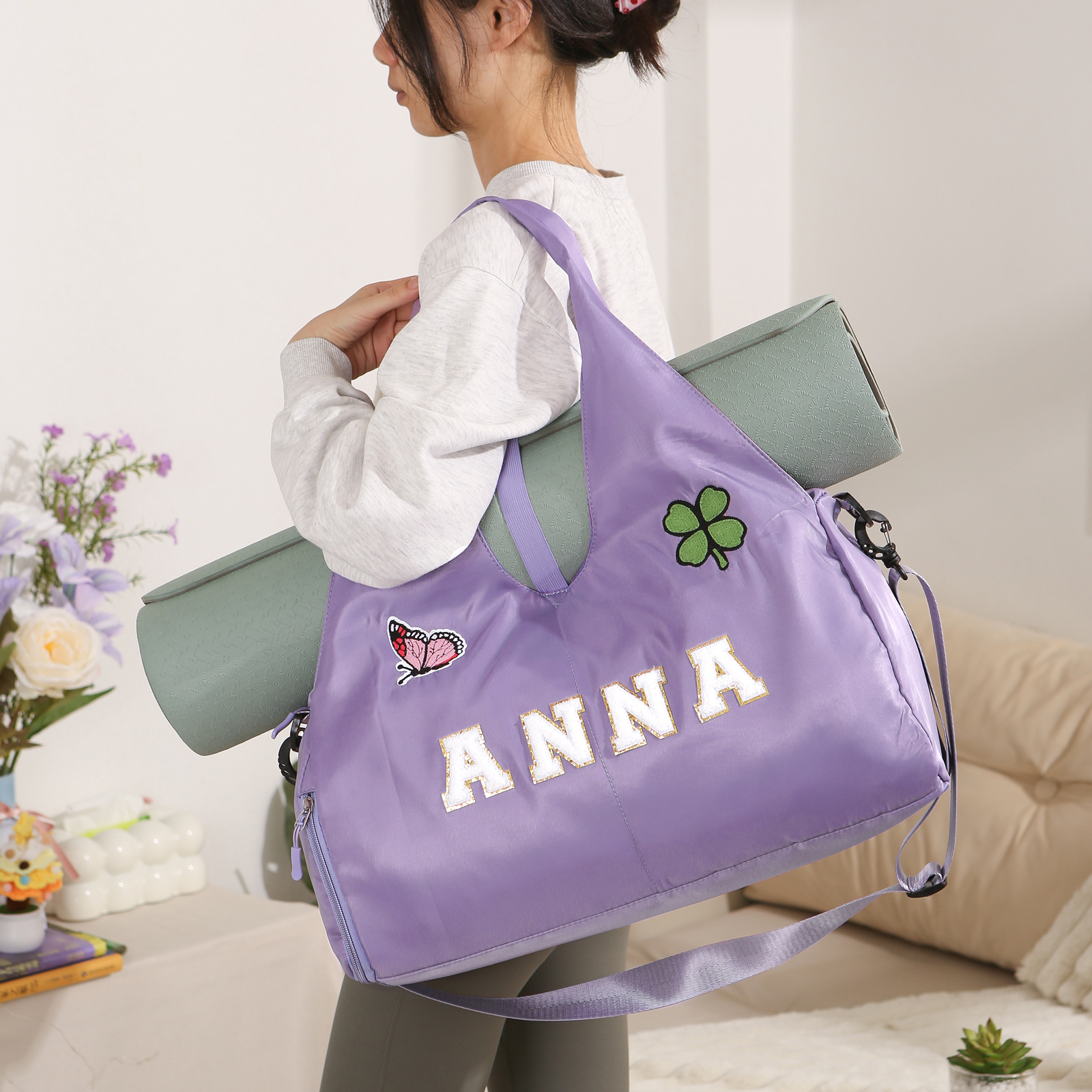Personalized Dance Bag with Custom Name & Embroidery Patches for Women & Girls | Lorajewel