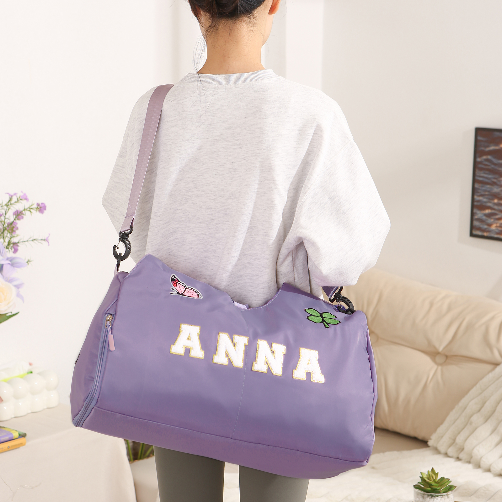 Personalized Dance Bag with Custom Name & Embroidery Patches for Women & Girls | Lorajewel