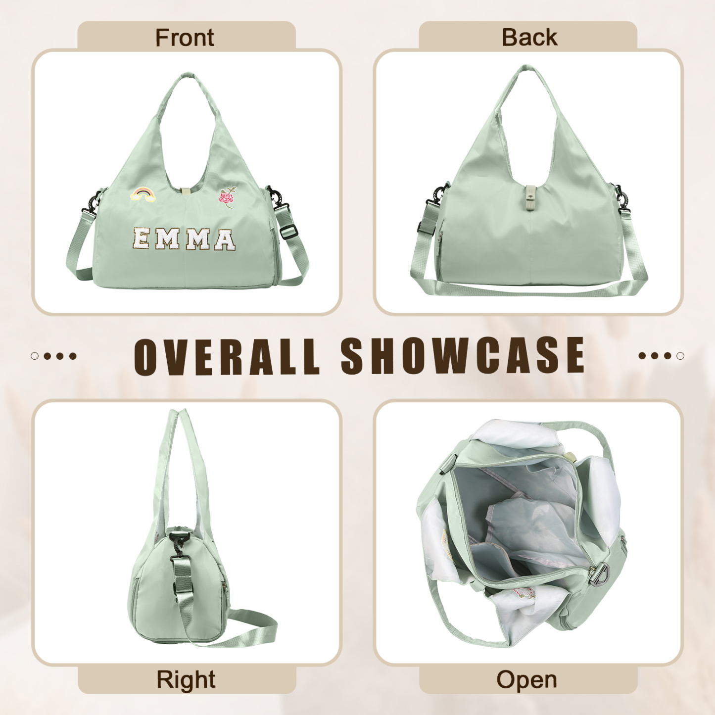 Personalized Dance Bag with Custom Name & Embroidery Patches for Women & Girls | Lorajewel