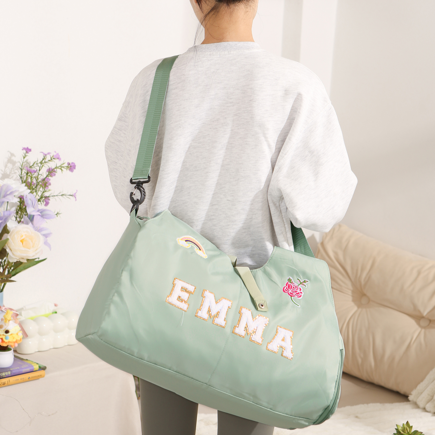 Personalized Dance Bag with Custom Name & Embroidery Patches for Women & Girls | Lorajewel