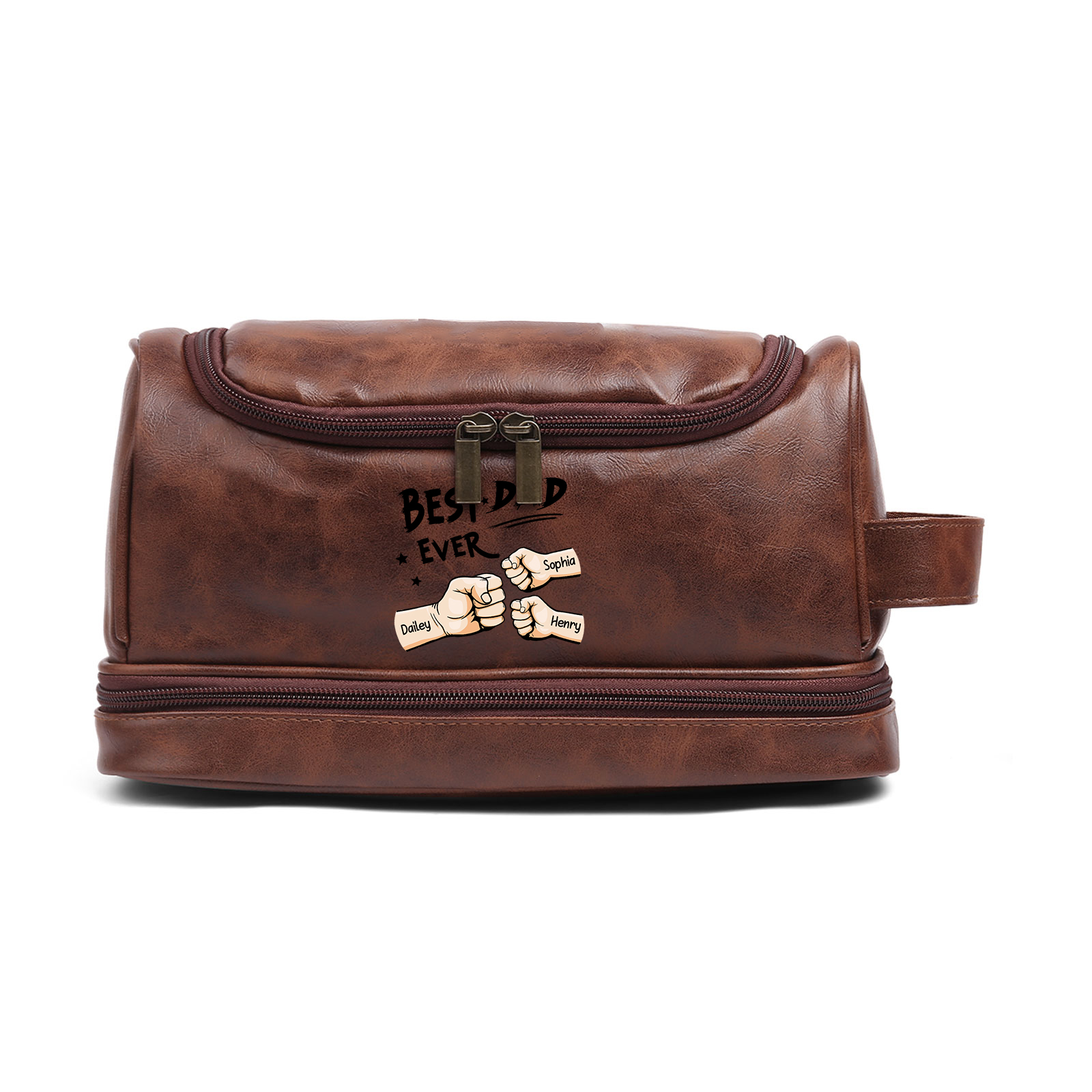Personalized Fist Toiletry Bag for Dad with 3 Names - Custom Bag for Him | Lorajewel
