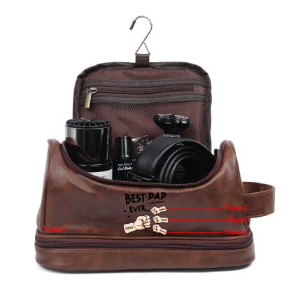 Personalized Fist Toiletry Bag for Dad with 4 Names - Custom Bag for Him | Lorajewel