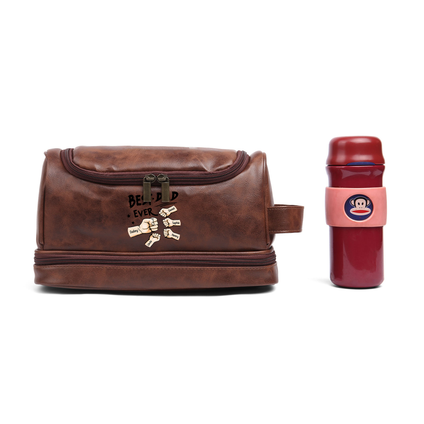 Personalized Fist Toiletry Bag for Dad with 5 Names - Custom Bag for Him | Lorajewel