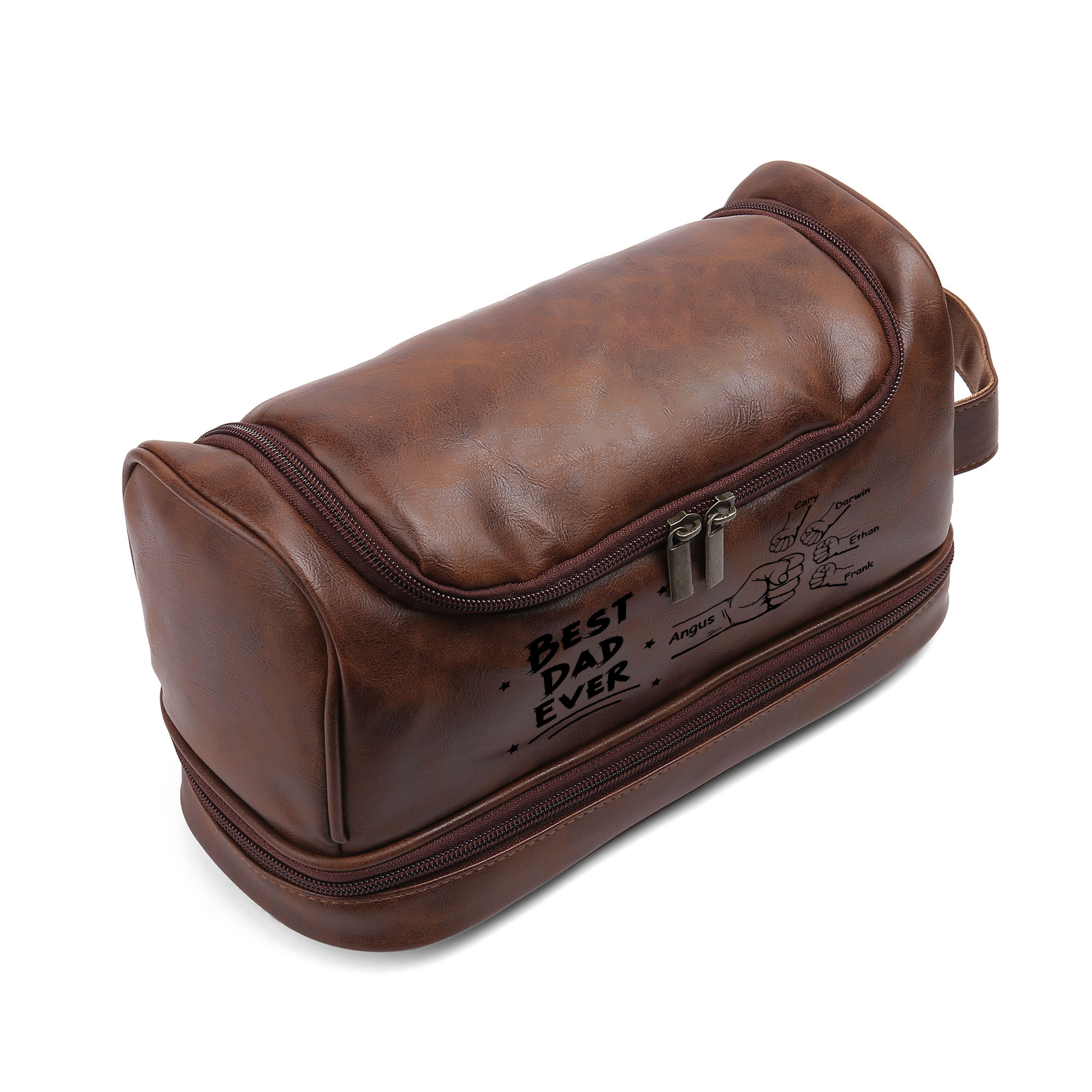 Personalized Toiletry Bag for Dad with 5 Names - Custom Bag for Him | Lorajewel