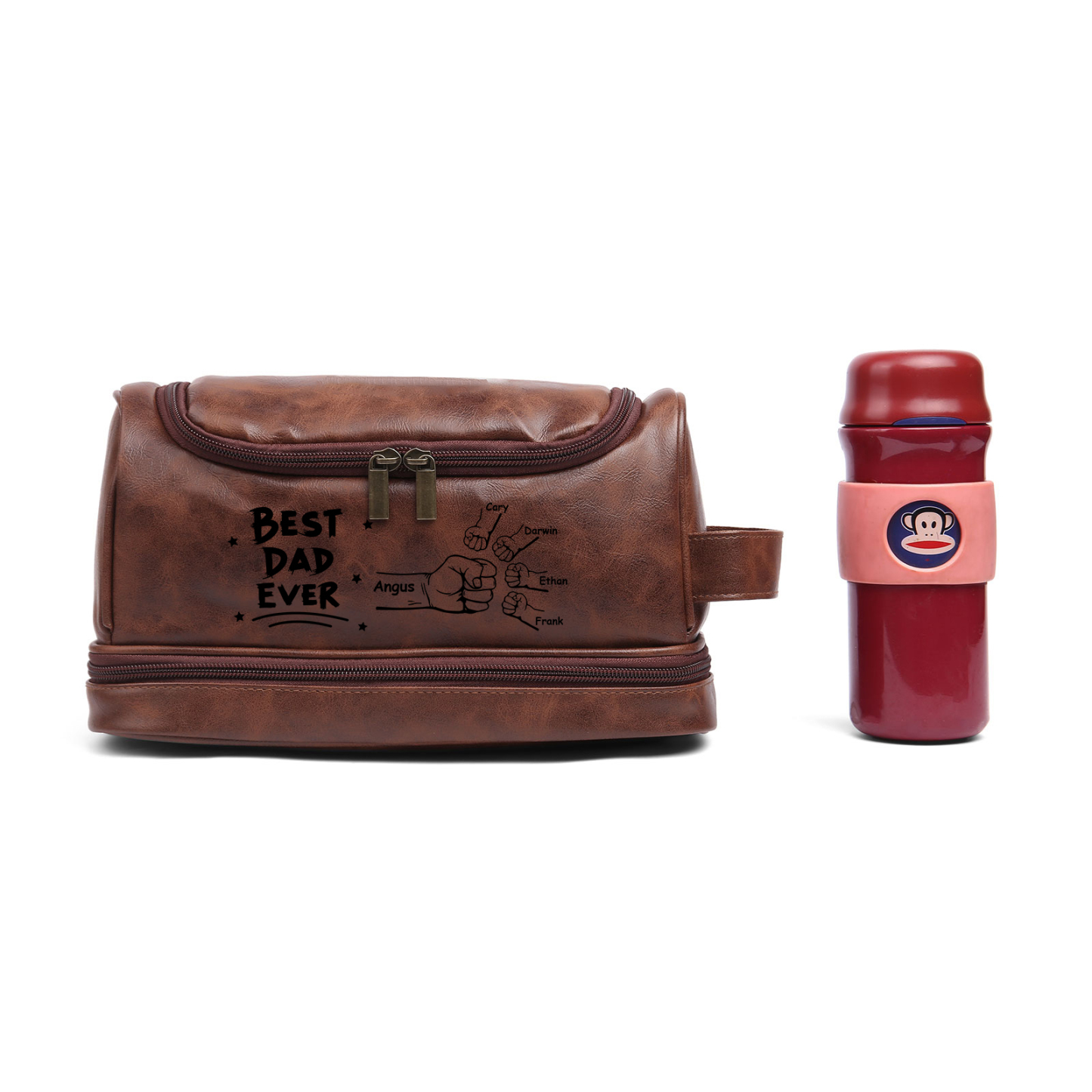 Personalized Toiletry Bag for Dad with 5 Names - Custom Bag for Him | Lorajewel