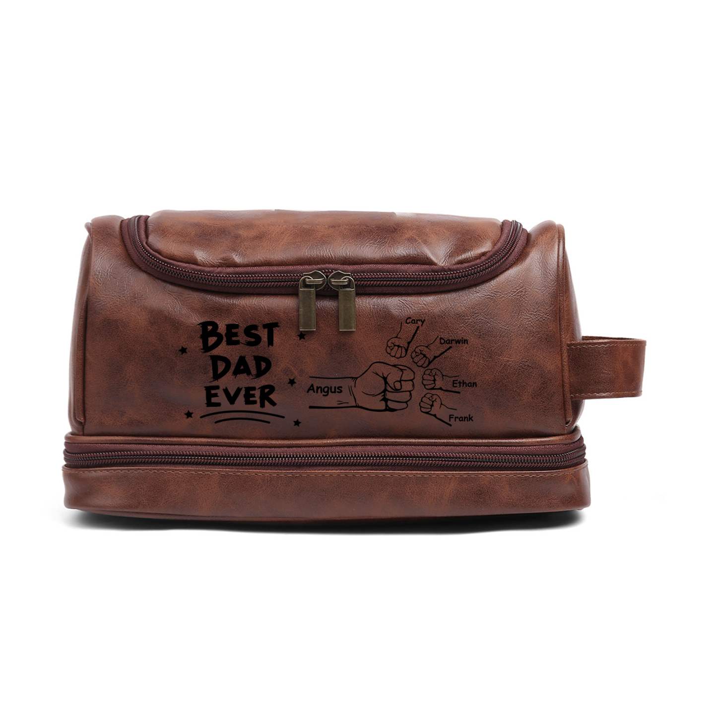 Personalized Toiletry Bag for Dad with 5 Names - Custom Bag for Him | Lorajewel