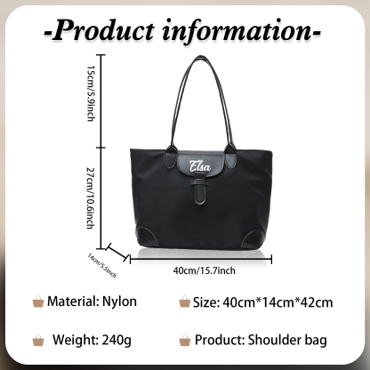 Personalized Nylon Shoulder Bag with Custom Name – Gift for Women | Lorajewel