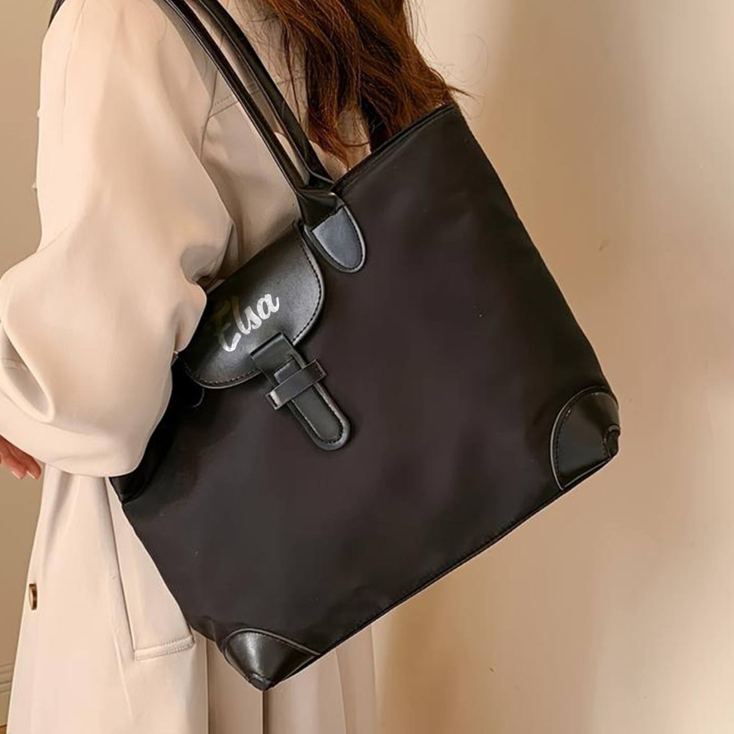 Personalized Nylon Shoulder Bag with Custom Name – Gift for Women | Lorajewel