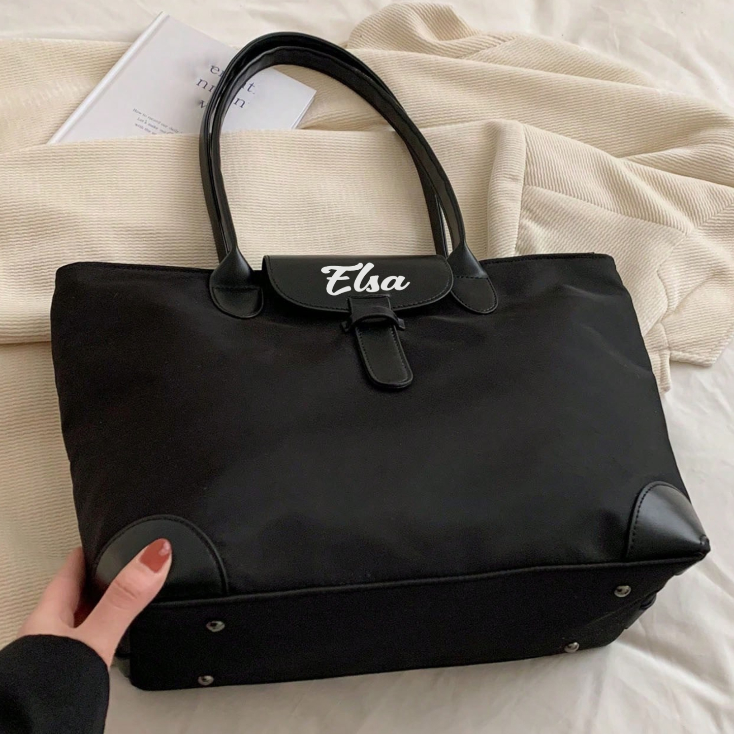 Personalized Nylon Shoulder Bag with Custom Name – Gift for Women | Lorajewel