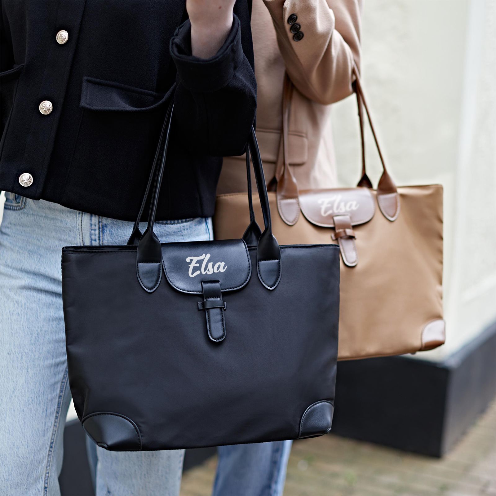 Personalized Nylon Shoulder Bag with Custom Name – Gift for Women | Lorajewel