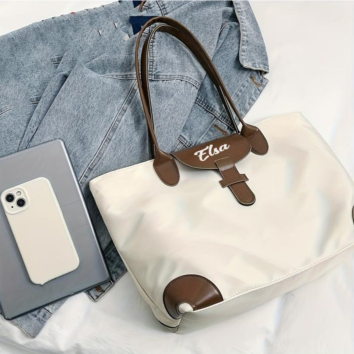 Personalized Nylon Shoulder Bag with Custom Name – Gift for Women | Lorajewel