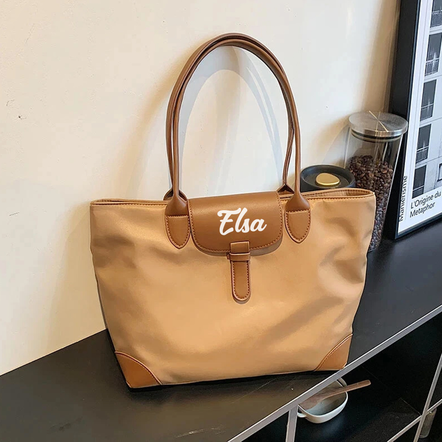 Personalized Nylon Shoulder Bag with Custom Name – Gift for Women | Lorajewel