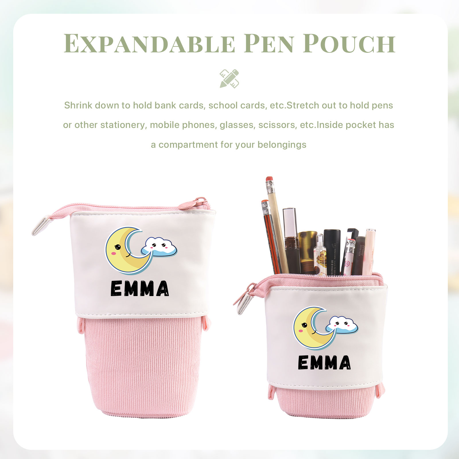 Personalized Pencil Case Custom Name Cloud Pen Pouch Back To School Gifts for Boys Girls