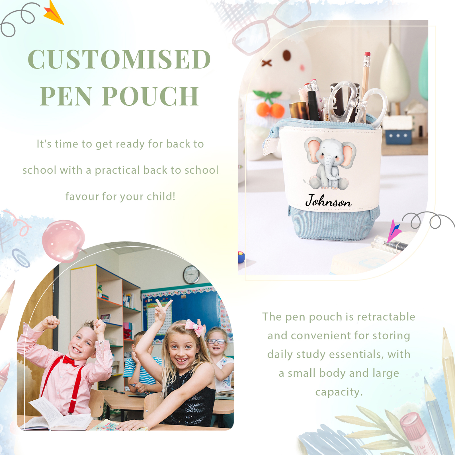 [Copy]Personalized Pencil Case Custom Name & Vehicle Pattern Pen Pouch Back To School Gift for Sons Daughters