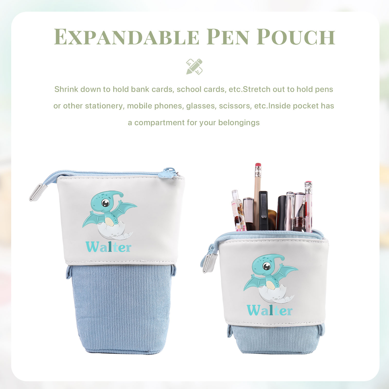 [Copy]Personalized Pencil Case Custom Name & Animals Pattern Pen Pouch Back To School Gift for Kids