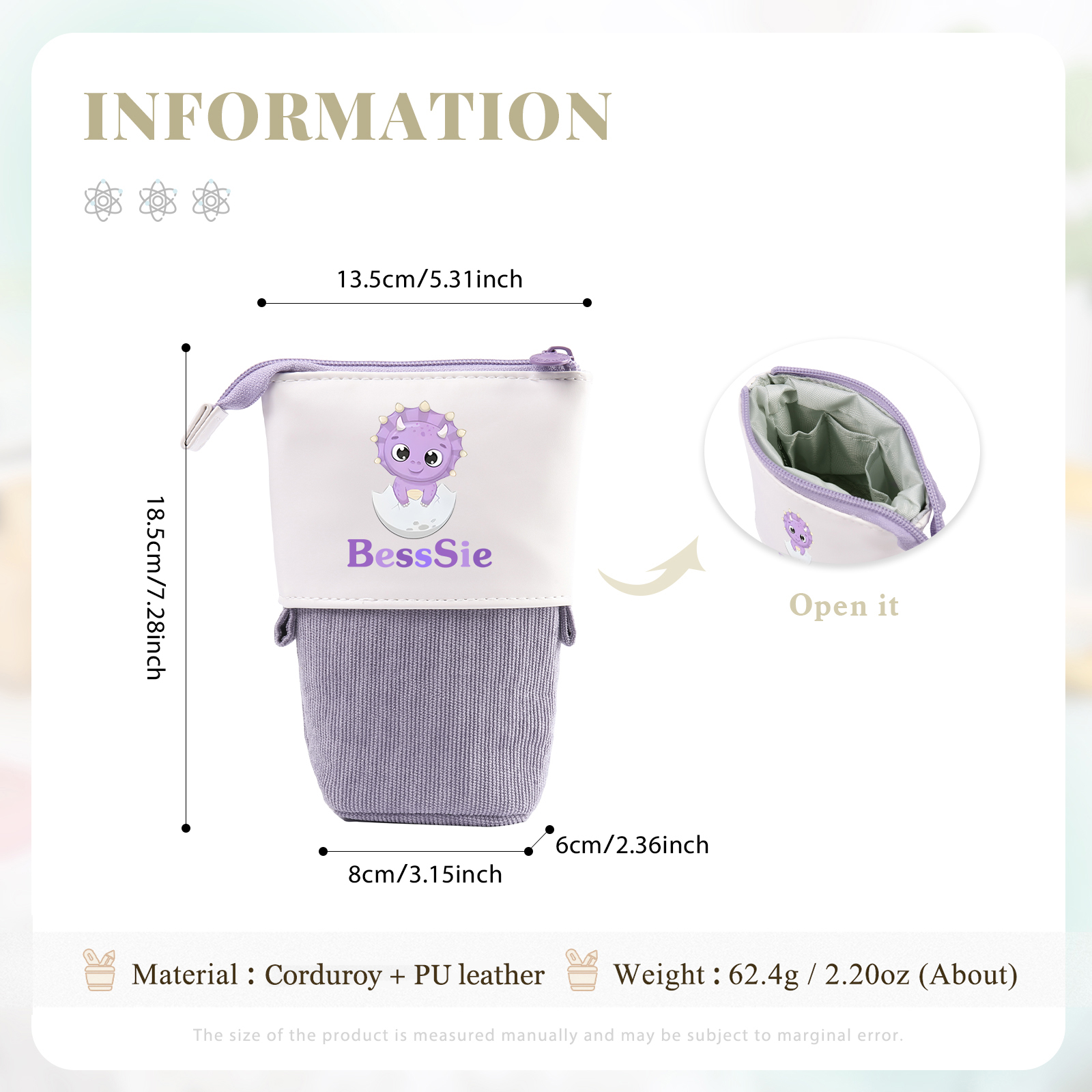 [Copy]Personalized Pencil Case Custom Name & Animals Pattern Pen Pouch Back To School Gift for Kids