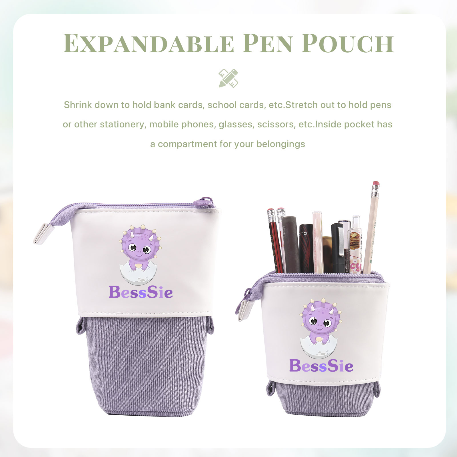 [Copy]Personalized Pencil Case Custom Name & Animals Pattern Pen Pouch Back To School Gift for Kids