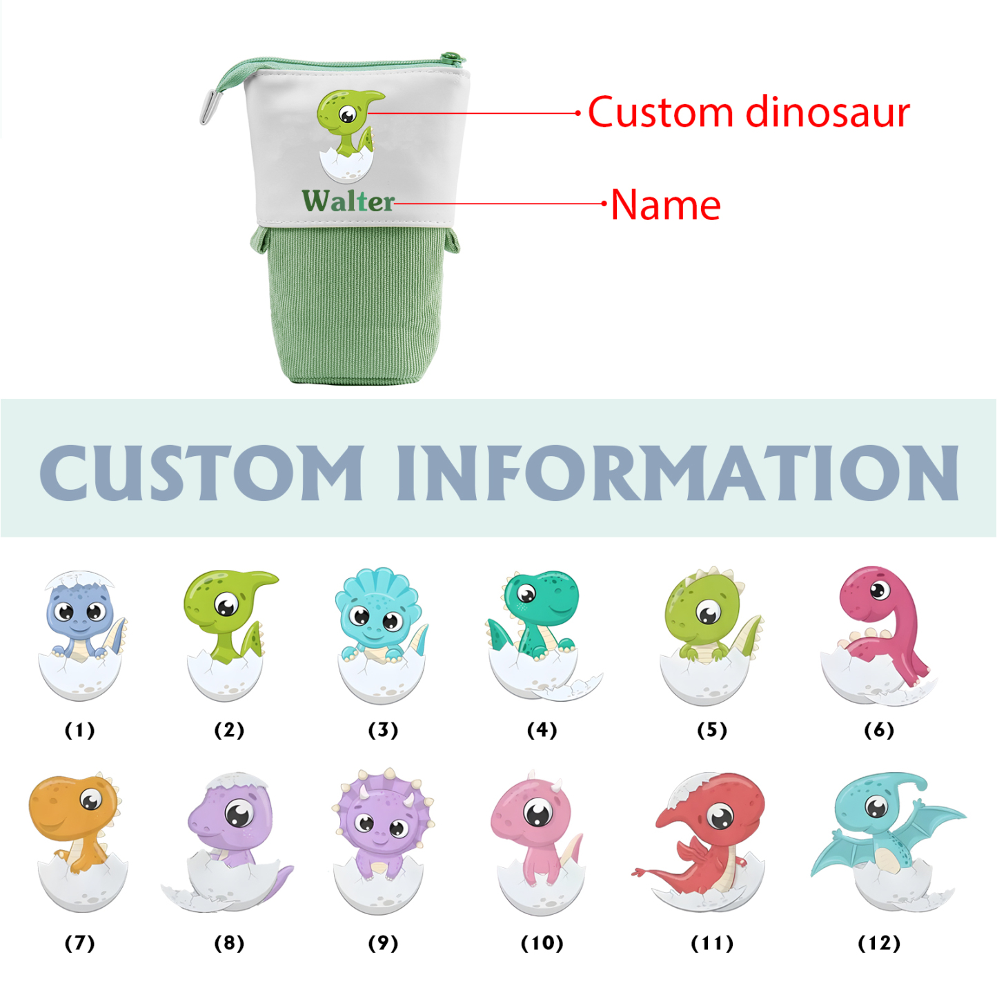 [Copy]Personalized Pencil Case Custom Name & Animals Pattern Pen Pouch Back To School Gift for Kids