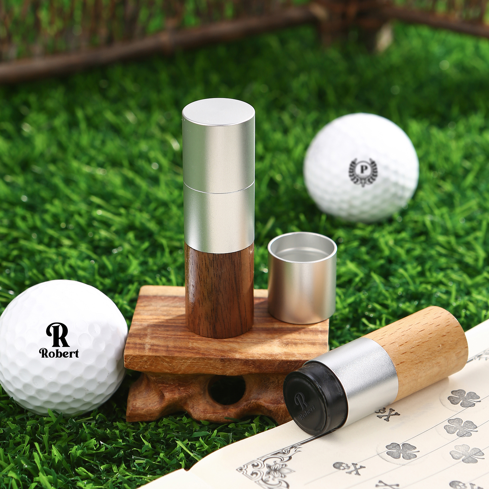 Personalized Wooden Golf Stamp Custom Golf Ball Marker Essential Golf Accessories Gift for Him