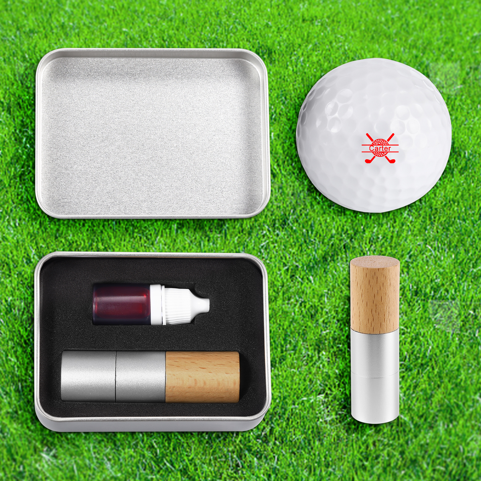 Personalized Wooden Golf Stamp Custom Golf Ball Marker Essential Golf Accessories Gift for Him
