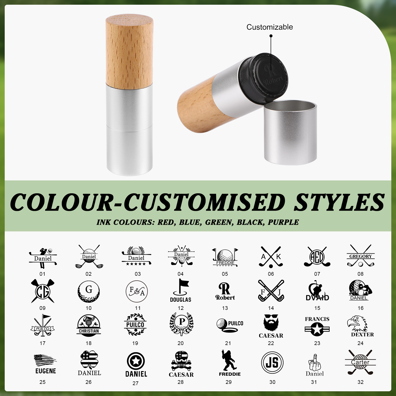 Personalized Wooden Golf Stamp Custom Golf Ball Marker Essential Golf Accessories Gift for Him