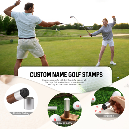 Personalized Wooden Golf Stamp Custom Golf Ball Marker Essential Golf Accessories Gift for Him