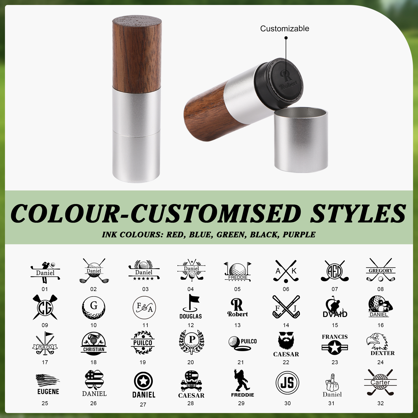 Personalized Wooden Golf Stamp Custom Golf Ball Marker Essential Golf Accessories Gift for Him