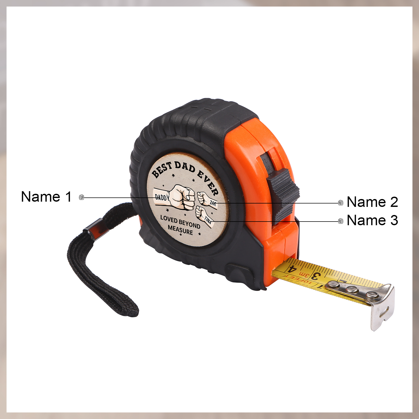3 Names Personalized Tape Measure – Custom Father's Day Gift for Dad | Lorajewel