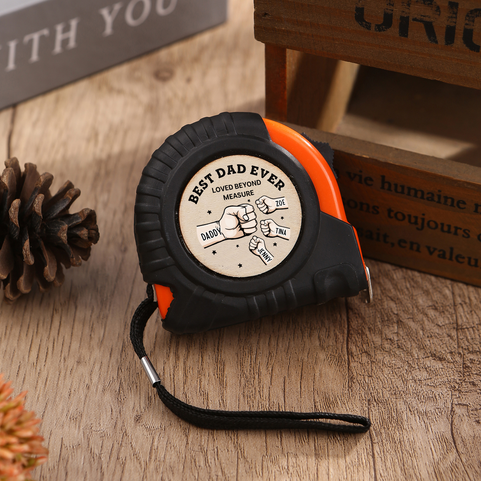 Personalized Tape Measure for Dad Customizable with 2 Names Perfect Gift for Handyman