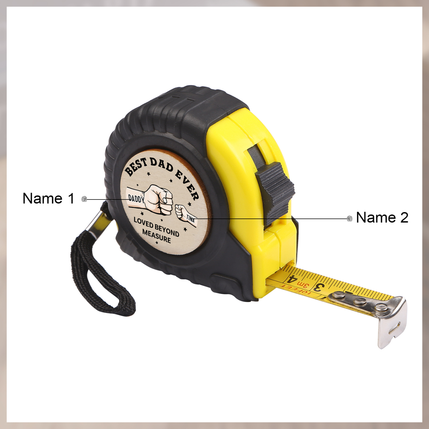 Personalized Tape Measure for Dad Customizable with 2 Names Perfect Gift for Handyman