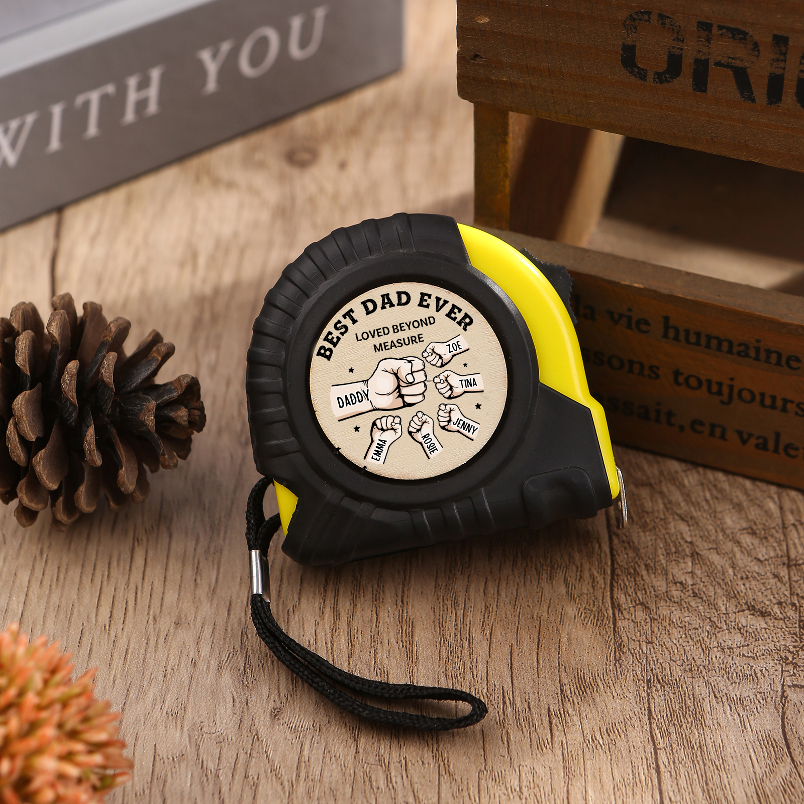Personalized Tape Measure for Dad Customizable with 2 Names Perfect Gift for Handyman