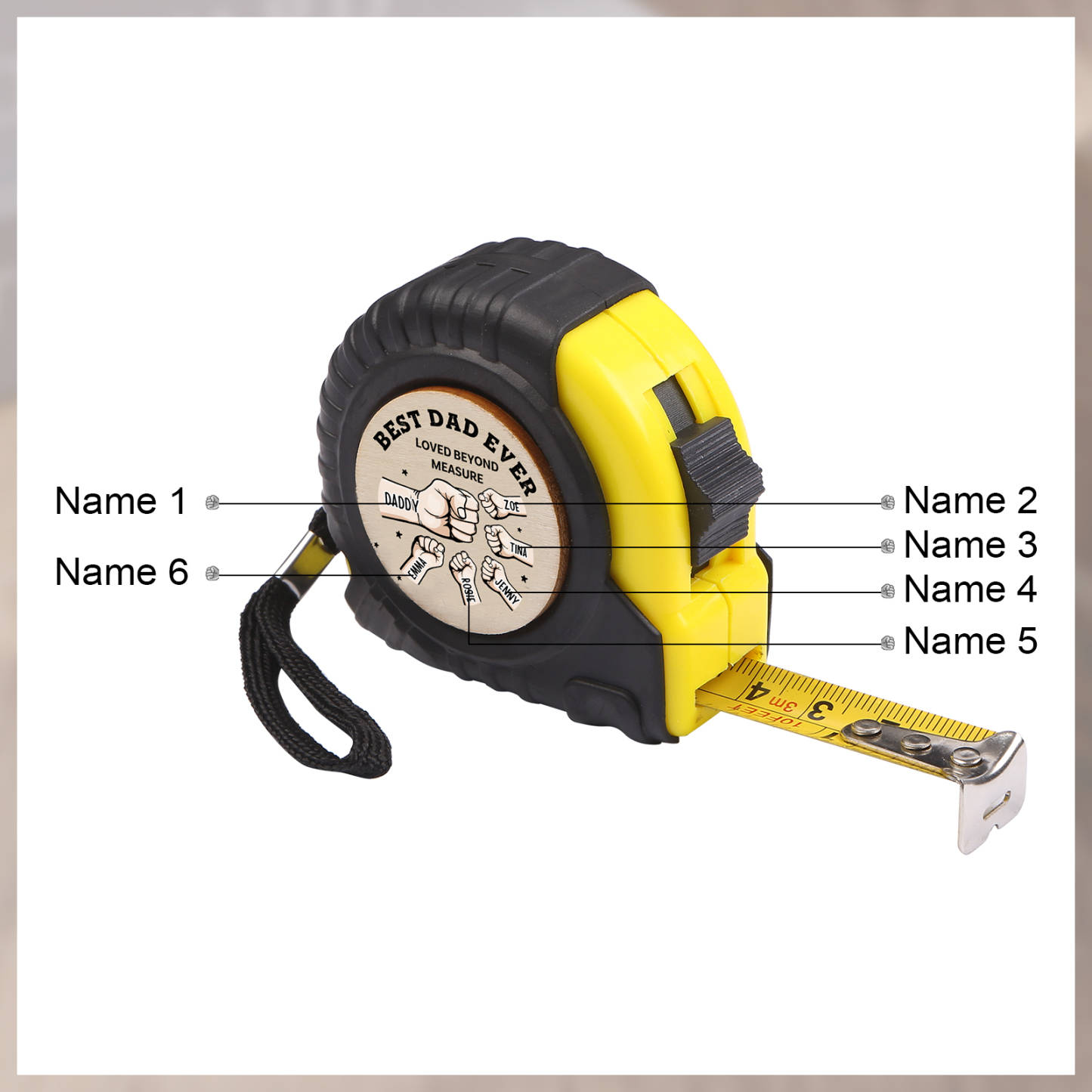 Personalized Tape Measure for Dad Customizable with 2 Names Perfect Gift for Handyman
