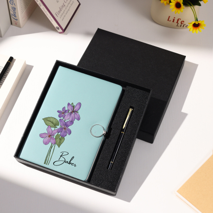 Personalized A5 Notebook Gift Set with Name and Birth Flower – Personal Stationery Present for student | Jessemade
