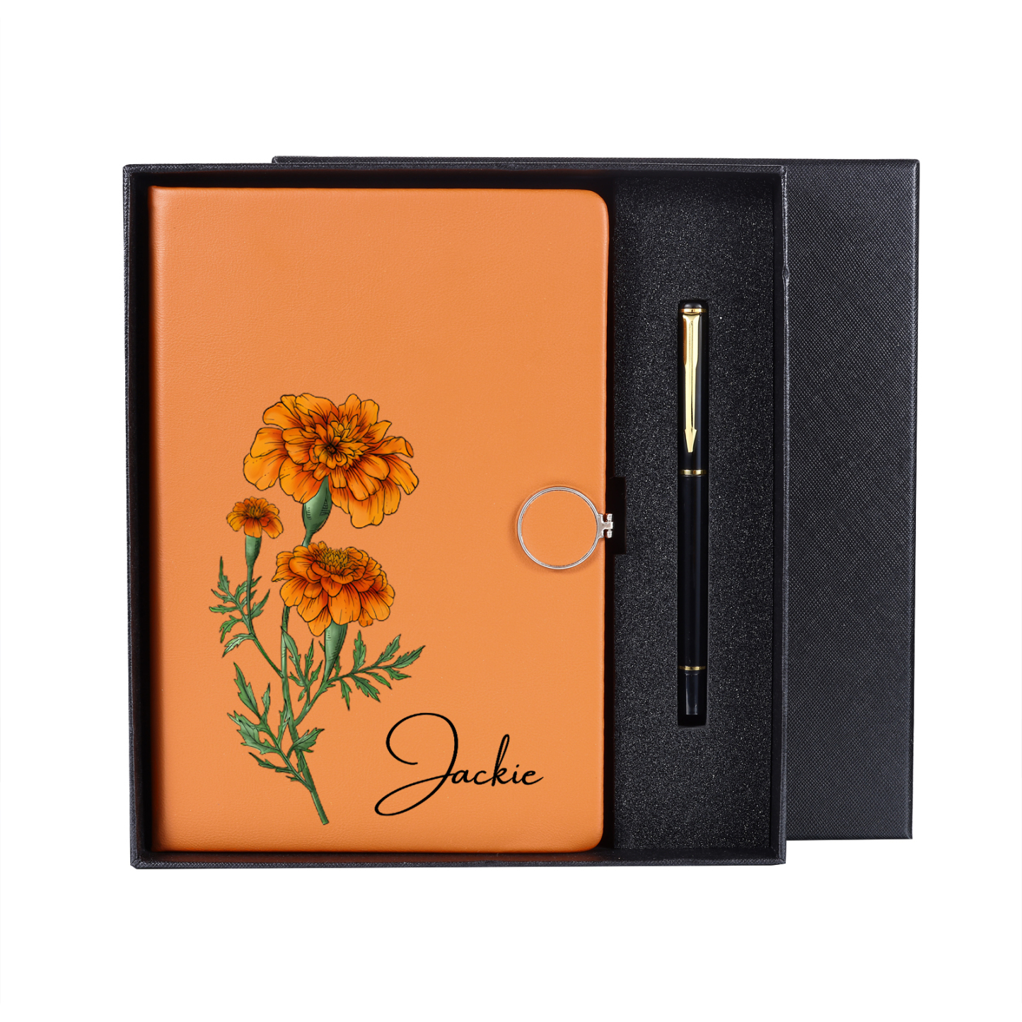 Personalized A5 Notebook Gift Set with Name and Birth Flower – Personal Stationery Present for student | Jessemade
