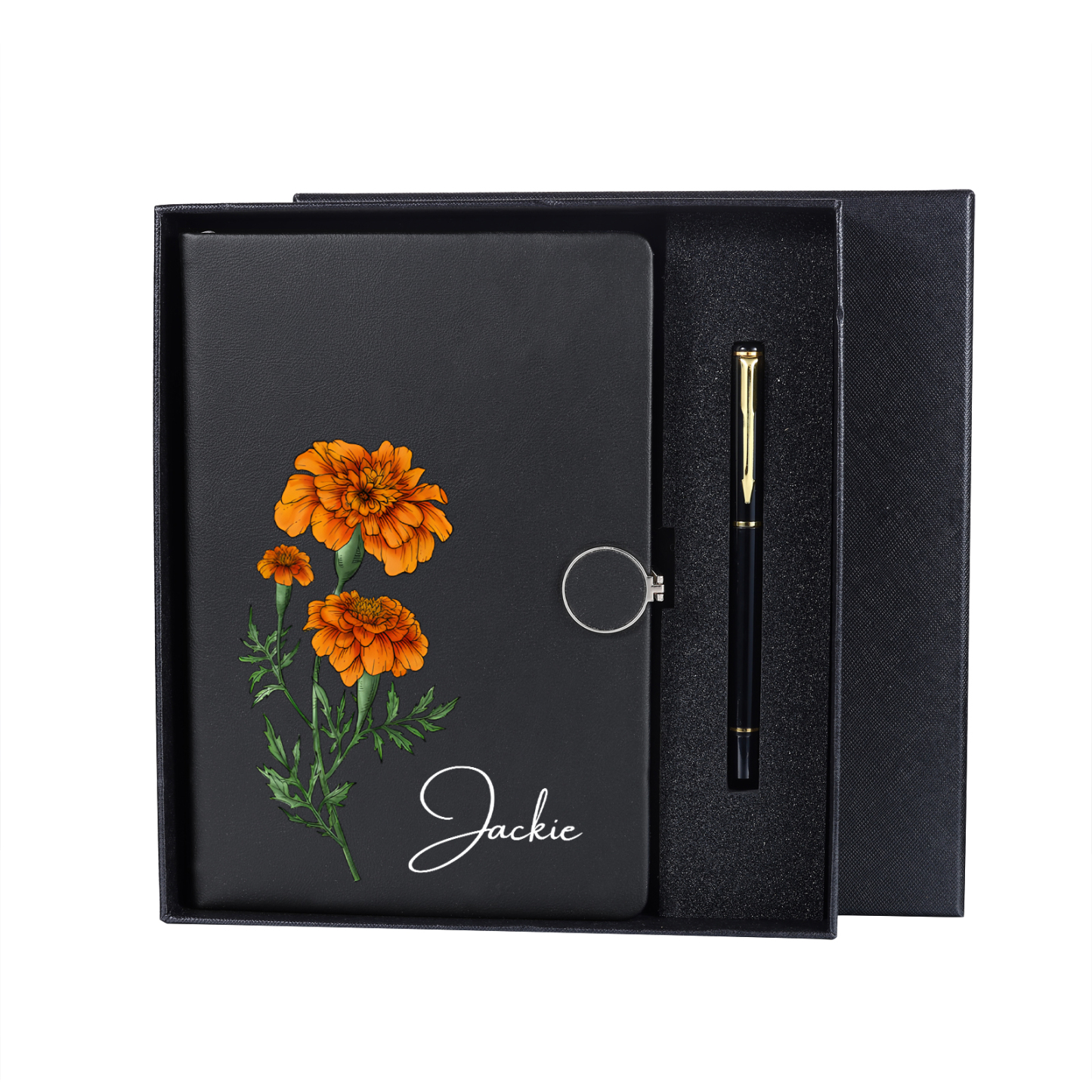 Personalized A5 Notebook Gift Set with Name and Birth Flower – Personal Stationery Present for student | Jessemade