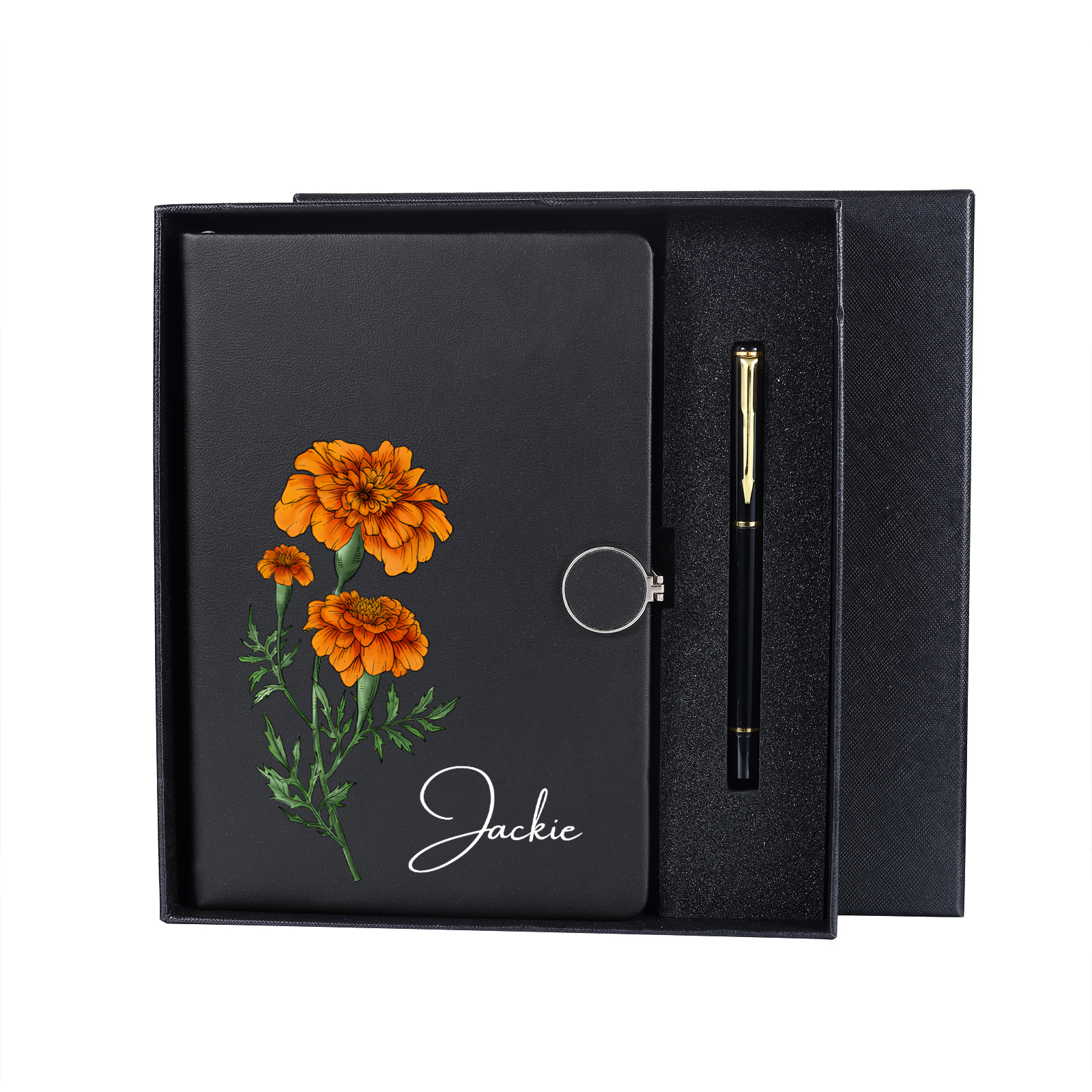 Personalized A5 Notebook Gift Set with Name and Birth Flower – Personal Stationery Present for student | Jessemade