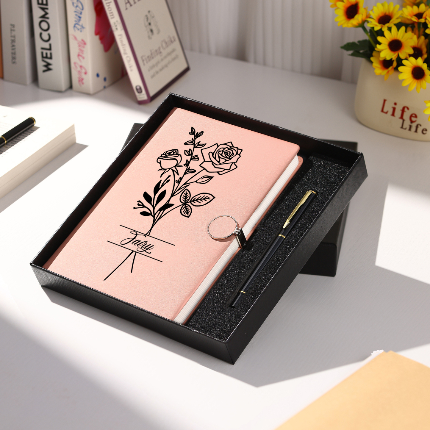 Personalized Birth Flower Notebook Gift Set with Name – Custom A5 Stationery Present for Students | Jessemade