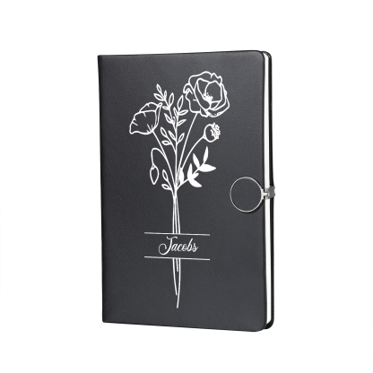 Personalized Birth Flower Notebook Gift Set with Name – Custom A5 Stationery Present for Students | Jessemade