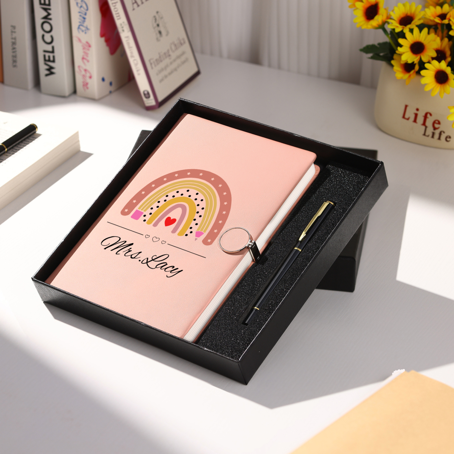 Personalized Rainbow A5 Notebook Gift Set with Name – Thoughtful Stationery Present | Jessemade