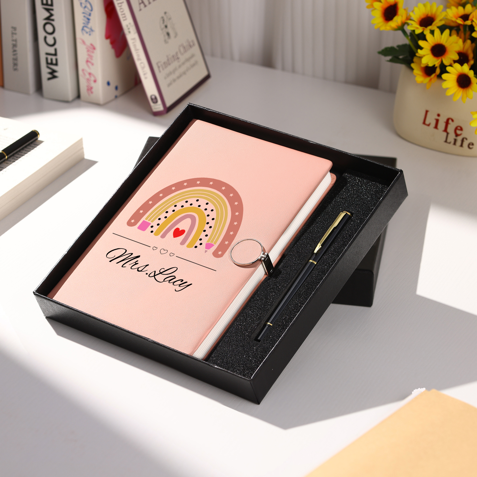 Personalized Rainbow A5 Notebook Gift Set with Name – Thoughtful Stationery Present | Jessemade