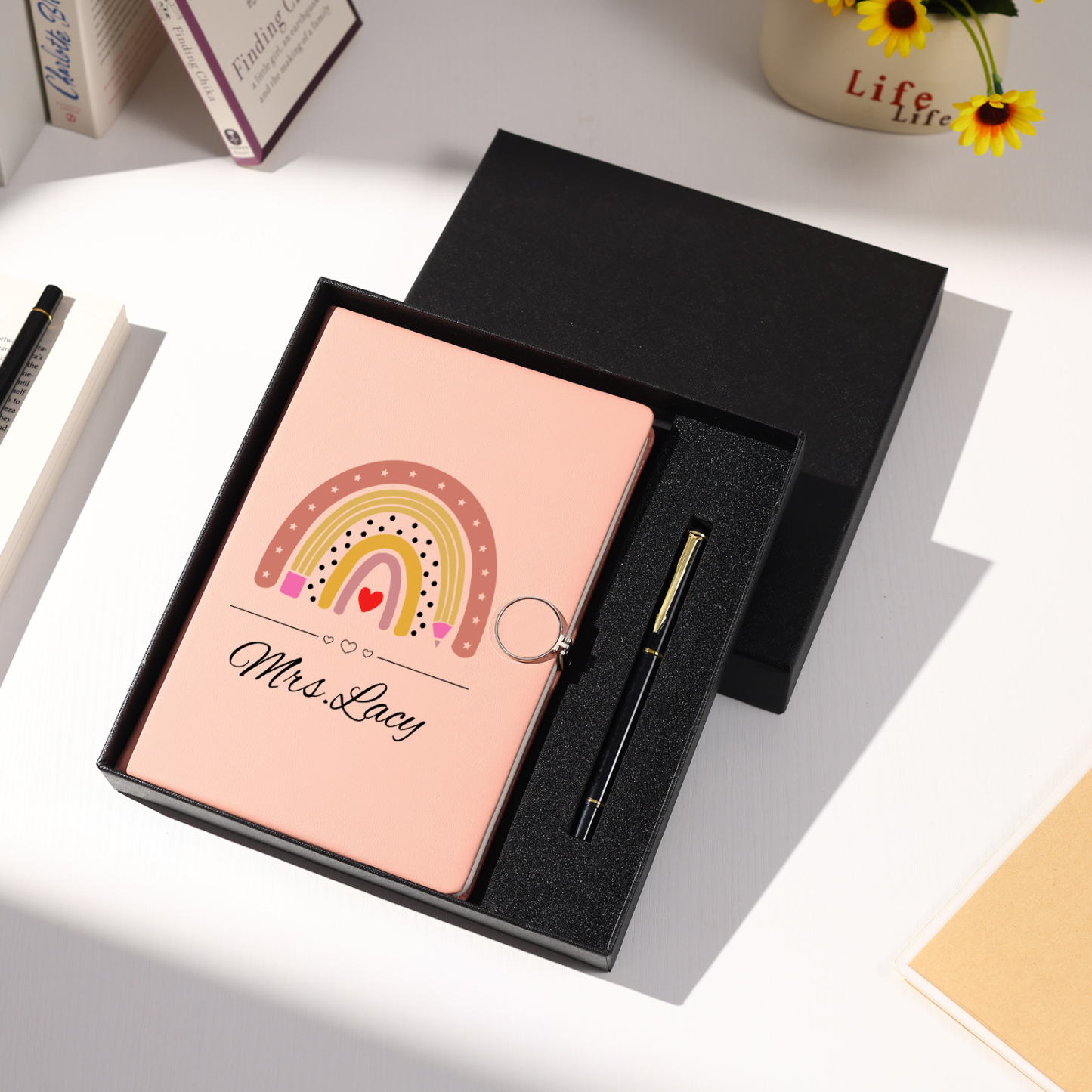 Personalized Rainbow A5 Notebook Gift Set with Name – Thoughtful Stationery Present | Jessemade